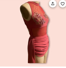Load image into Gallery viewer, Custom Dance costume, lyrical costume, handmade costume, competition costume, with draped skirt