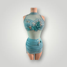 Load image into Gallery viewer, Custom Dance costume, lyrical costume, handmade costume, competition costume, with draped skirt