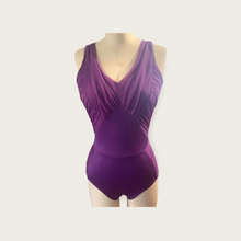 Load image into Gallery viewer, Base costume, Competitive Dance costume, leotard with applique, bodysuit with ruched mesh. Custom made to order