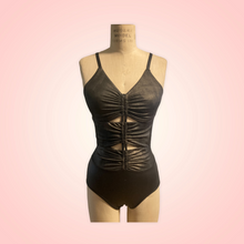 Load image into Gallery viewer, Base costume, Competitive Dance costume, leotard, bodysuit with ruched front and openings. Custom made to order