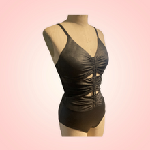 Load image into Gallery viewer, Base costume, Competitive Dance costume, leotard, bodysuit with ruched front and openings. Custom made to order