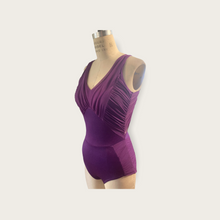 Load image into Gallery viewer, Base costume, Competitive Dance costume, leotard with applique, bodysuit with ruched mesh. Custom made to order
