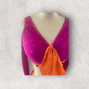 Two piece costume with contrasting colors, crystals. Competitive Dance costume. Ready to ship