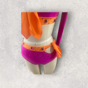 Two piece costume with contrasting colors, crystals. Competitive Dance costume. Ready to ship