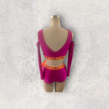 Load image into Gallery viewer, Two piece costume with contrasting colors, crystals. Competitive Dance costume. Ready to ship
