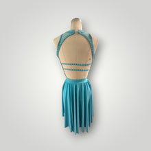 Load image into Gallery viewer, Custom Dance costume, lyrical costume, handmade costume, competition costume, with draped skirt
